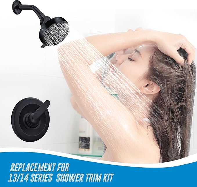 Replacement for Delta Classic 13 Series Single-Function Trim Kit, T13010 Shower Handle, Fit Delta Shower Valve R10000 Series, Matte Black (Cartridge Included)