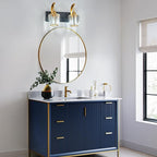 Modern Bathroom Vanity Light, 2-Light Black Gold Wall Sconce with Crystal Accents, Over Mirror Bathroom Lighting Fixture, 13.77" Long Dimmable Vanity Lamp for Makeup, Easy Installation