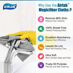 Airlab Streak Free Miracle Cleaning Cloths Easy Clean Nanoscale, Pack of 8, 12'' x 16'', Microfiber Polishing Windows Glass Lint Free Rags Stainless Steel Car Kitchen Reusable