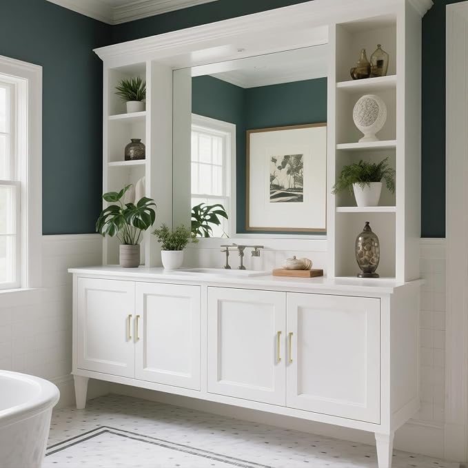 10 Pack 5 Inch(128mm) Hole Center Brushed Gold Modern Cabinet Pulls Kitchen Cabinet Handles Kitchen Cabinet Hardware Timeless Drawer Pulls for Dresser Cupboard Wardrobe, B-Gold(5x10)