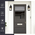 zeyu 15 Inch Outdoor Wall Lights Exterior, Outdoor Patio Light Fixture for Garden Porch, Die-Cast Aluminum with Water Ripple Glass, Black Finish, ZD100B BK-WP