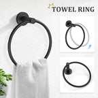 TURS Matte Black Bathroom Hardware Set 5 Piece, SUS304 Stainless Steel Bath Towel Bar Set, 24 Inch Bathroom Accessories Kit Wall Mounted