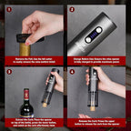 Electric Wine Opener with Automatic Corkscrew & Foil Cutter – Rechargeable Type-C Corkscrew Bottle Opener for Home, Kitchen & Party, Black,1 Pack