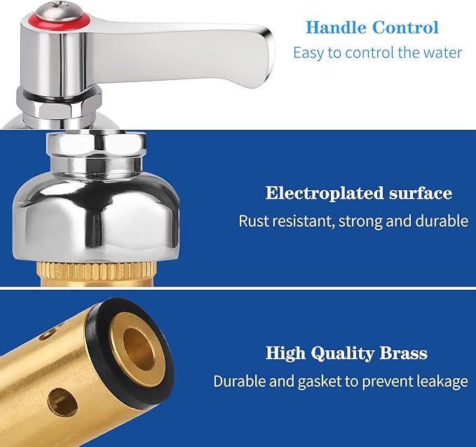 Replacement 002714-40 Hot Side Lever Handle Brass Spindle Assembly Replacement Faucet Cartridge, Handle Stem Assembly Fits for All T&S Faucets, Red