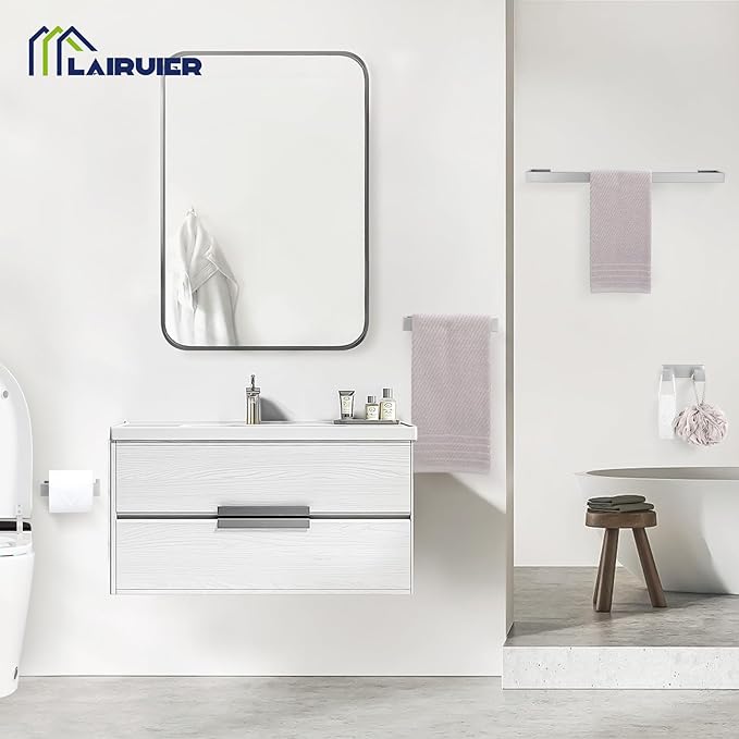 Brushed Nickel Bathroom Hardware Set, 4-Piece Bath Towel Bar Set SUS304 Stainless Steel Towel Rack Set for Bathroom, 23.6 inches Bathroom Towel Holder Set Wall Mounted