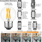 Arberlic G16.5 Light Bulb LED,4W E26 LED Bulb dimmable Equivalent E26 40 watt Light Bulb,Warm White 2700K,400lm,CRI85+,AC120V,Edison Style,Clear Glass,Flicker Free,Pack of 6