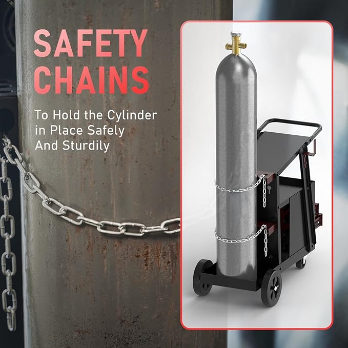 YESWELDER Welding Cart with 4 Drawers for MIG Welder TIG Welder and Plasma Cutter, Black&Red Version Heavy Duty Large Storage 360° Rolling Welding Trolley