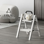 Taranta 2 Step Ladder,Aluminum Lightweight Folding 2 Step Stool with Anti-Slip Wide Pedal,330lbs Capacity Step Ladder for Household,Kitchen,Office - Misty Gray