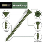 Deck Plus 2-1/2 Inch Epoxy Coated Exterior Wood and Fence Screws #10 x 2-1/2" Torx/Star Drive Included Coarse Thread, Outdoor Rust Resistant Decking Screw, Green, Keg, 1000 Pieces | 49320