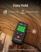 Wintact Pocket Wood Moisture Meter, Pin Type Water Leak Detector, Digital Moisture Tester for Lumber, Firewood, Walls, Drywall, Paper, Brick, Concrete Building Material Black