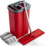 Mop and Bucket with Wringer Set, Flat Mop and Bucket, Squeeze Floor Mop with 3 Washable Microfiber Mops, Wet and Dry Use, Household Cleaning Tools, for Hardwood Floor, Laminate, Tile