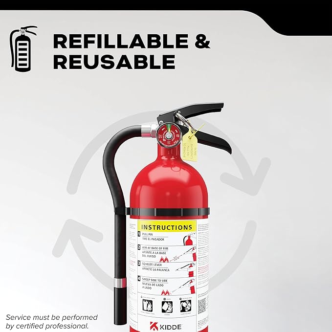 Kidde Commercial-Grade Fire Extinguisher for Office, Schools, Rechargeable, 2A10BC