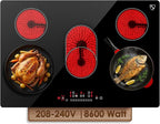 K&H 5 Burner 30 Inch Built-in Electric Stove Top Radiant Ceramic Cooktop Touch Control 240V 8600W CE30-8608