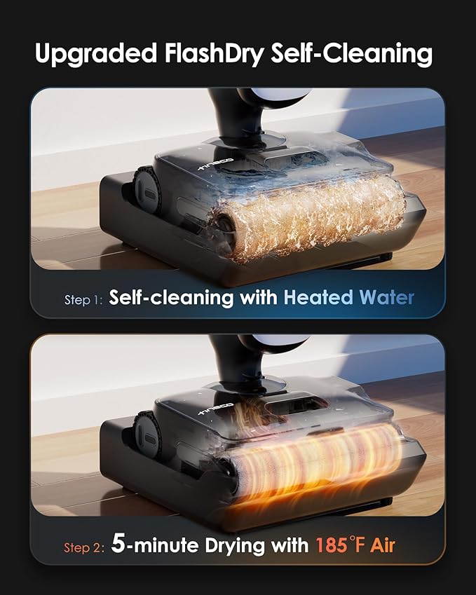 Tineco Floor One S9 Artist Pro Wet Dry Vacuum Cleaner, 22kPa Suction, 360° SmoothDrive, Anti-Tangle Design, 185°F Flashdry, 75 Min Runtime, Dual-Edge Cleaning, 180° Lay-Flat