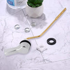 Hibbent 2 Pack Universal Side Mount Toilet Handle Angle-Mount Adjustable Trip Lever Tank Flush Lever Replacement Handle with 2 Pieces Stainless Steel Flapper Chains for Most Side Mount Toilets-Chrome