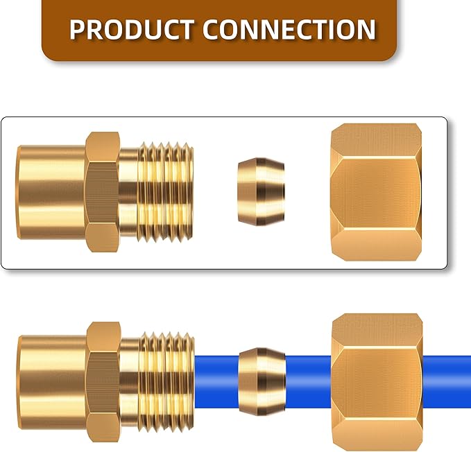 Brass compression tube pipe fitting connector Straight Coupling Adapter 3/8" Tube OD x 1/8" NPT Female Connector (3/8od to 1/8npt)