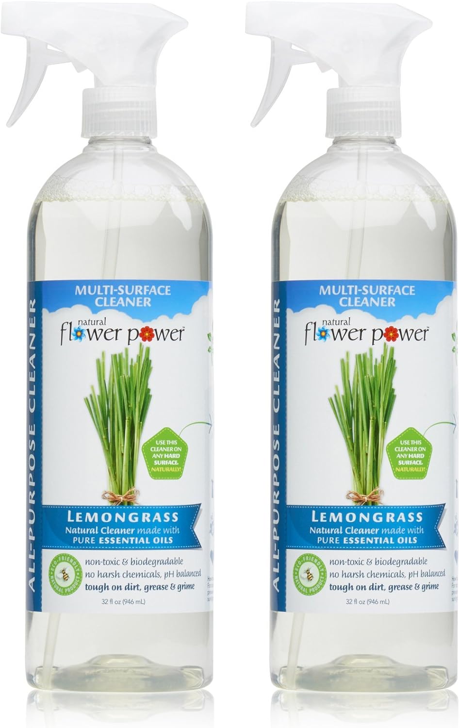 All-Purpose Cleaner Concentrate - Makes 32 Fl Oz Just Add Water - Multi-Surface Cleaning Spray, Non-Toxic, No Harsh Fumes or Chemicals, Child & Pet Safe - Lemongrass