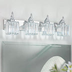 Crystal Vanity Lights Chrome 4 Light Bathroom Light Fixtures Over Mirror Modern Vanity Light for Bathroom
