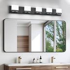 SineRise LED Modern Bathroom Vanity Light Fixtures (5-Light, 40-Inch,6000K), Matte Black Modern Acrylic Bathroom Wall Lighting Fixtures Over Mirror