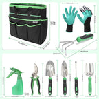 Garden Tool Set with Bag and Gloves, Heavy Duty Stainless Steel Gardening Tool Set, Ideal Gardening for Women and Men, Set of 9