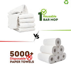 Terry Bar Mop Towels (Value Pack of 60) Size 14"x17" (White) – Absorbent and Durable, Multipurpose Cleaning Rags, Cotton Cleaning Towels, Terry Cloth Rags, Reusable Shop Rags