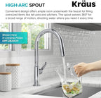 KRAUS Oletto High-Arc Single Handle Pull-Down Kitchen Sink Faucets in Spot Free Black Stainless Steel, Kitchen Faucets with Pull Down Sprayer, KPF-2820MBSFSB