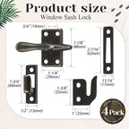 Hicarer 4 Pack Casement Window Lock 1-7/8 Inch Zinc Alloy Window Sash Lock Latch Replacement for Home Casement Windows (Bronze)