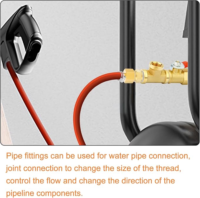 GASHER 6PCS 3/8 Inch NPT Brass Pipe Fitting, Ball Valve, Barstock Tee Brass Pipe Fitting and Air Hose Fitings