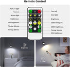 LED Wall Lights, Wall Lamp 3 Color Temperatures & Dimmable Magnetic 360° Rotation with Remote, Wall Sconces 2 Pcs with 3000mAh Rechargeable Battery, Cordless Wall Light for Reading Bedside Hallway