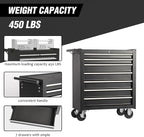 7-Drawer Rolling Tool Chest w/Drawers & Lock, Tool Storage Cabinet with Lockable Wheels, Top Cushion & Drawer Liners, Tool Organizer Box for Garage, Warehouse & Repair Sho