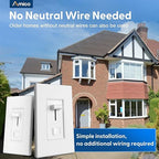 Amico Dimmer Light Switch, Single-Pole or 3-Way Slide Dimmer Switches for Led Lights, Suitable for 250W Dimmable LED/CFL Lights and 300W Incandescent/Halogen, Wall Plate Included, White, 1 Pack