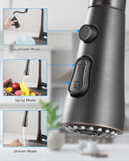 Hibbent Stainless Steel Pull Down Spray Head Replacement with 15 Adapters, NSF/ANSI/CAN 61 & CUPC Certified 3-Function Kitchen Faucet Nozzle Compatible with Moen, Delta, Kohler, Oil-Rubbed Bronze