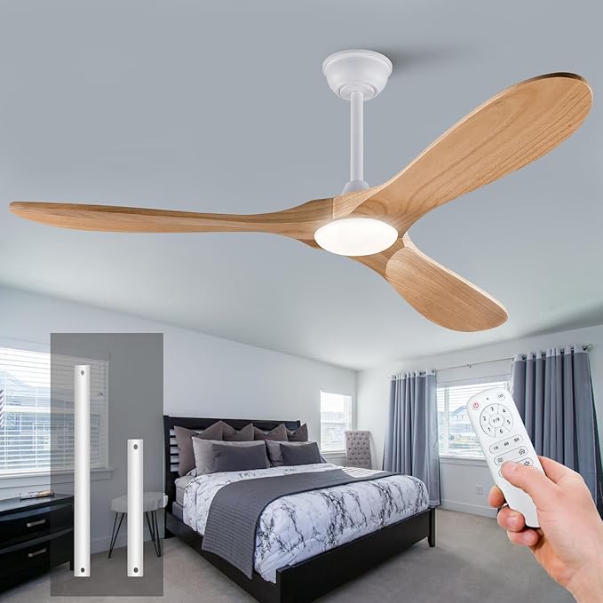 42 inch Ceiling Fans with Lights and Remote,Wood Ceiling Fan with Lights,6 Speed DC Motor Modern Ceiling Fan with Light, Indoor Outdoor for Patio,Living Room,Bedroom