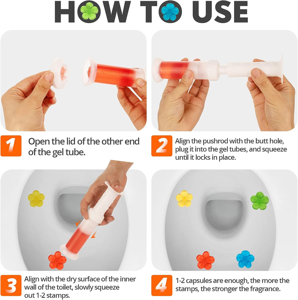 Toilet Gel Stamp, 4Pcs/36 Count Flower Fragrance Bathroom Deodorizer Bowl Cleaner Toilet Jerry