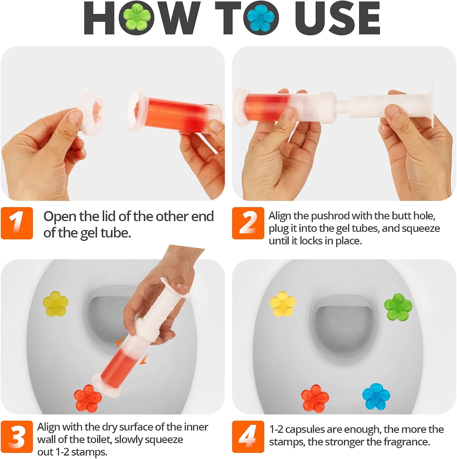 Toilet Gel Stamp, 4Pcs/36 Count Flower Fragrance Bathroom Deodorizer Bowl Cleaner Toilet Jerry