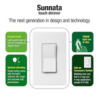 Lutron Sunnata Touch Dimmer Light Switch, LED+ Advanced Technology for LED and Incandescent, 3 Way/Multi Location, STCL-153MS-WH-9, White (9-Pack)