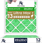 MervKing 20x20x1 Air Filter Actual Size: 19.7" x 19.7" x 0.75" MERV 13 MPR 1500-1900 | MADE IN USA | 12-Pack | Pleated HVAC AC Furnace Replacement