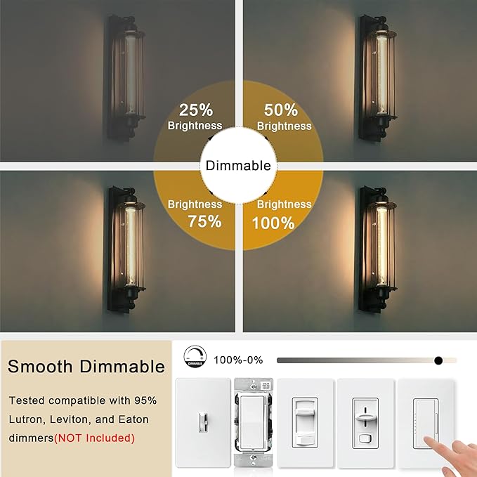 11.8IN 1000LM 2700K Soft White Light Bulbs E26 Base, T10 T9 Edison Bulbs Dimmable 8W, AC 120V 100 Watt Equal Filament Bulb, Vintage Clear Glass Long Tubular LED Bulb, UL Listed - 4Pack