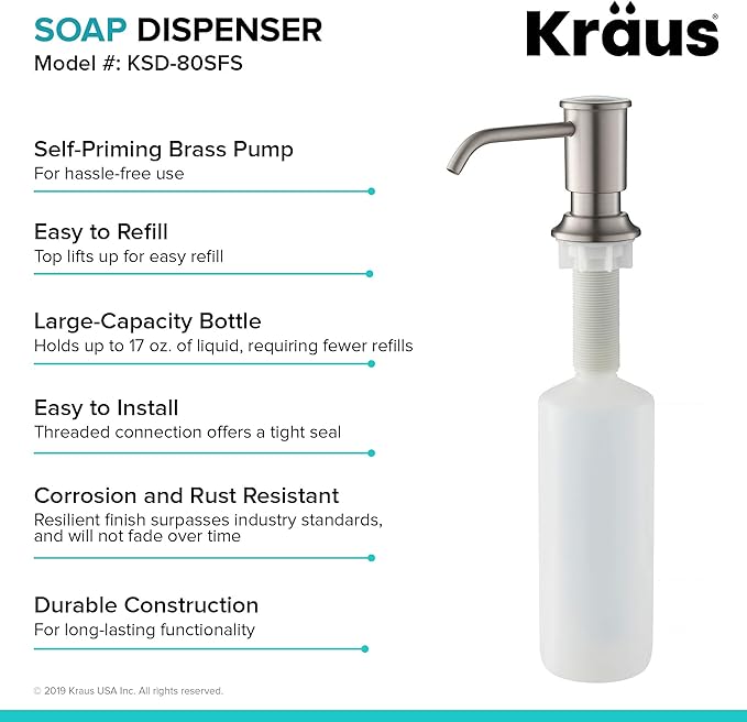KRAUS Kitchen Soap and Lotion Dispenser in Spot Free Stainless Steel, KSD-80SFS