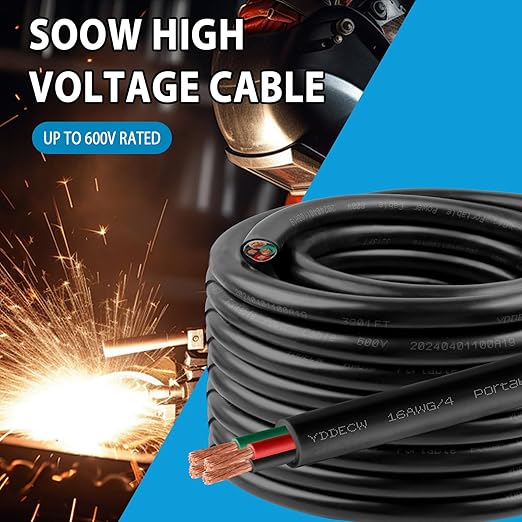 25ft 16/4 16 AWG Portable Power Cable (4 Conductor) - SOOW 600V 16 Gauge Electric Wire for Motor Leads, Portable Lights, Battery Chargers and Machinery - 4 Conductor - 25 Feet Electrical Cord