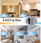 Premium 4-inch LED Recessed Lights - 5 CCT 4 Inch Eyeball Ceilling Gimbal Potlight, Dimmable Recessed Lights Fixture with Junction Box, 8W CCT Adjustable, Shiny Gold, with Baffle, 6P