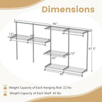 Giantex Closet Organizer System, 4-8 FT Wall-Mounted Closet Shelves and Rod, Adjustable Closet Organization w/ Hanging Rod, DIY Expandable Modular Metal Wire Shelving for Laundry Bedroom (Grey)