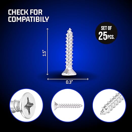 Bolt Dropper Stainless Steel Wood Screws - #12 x 1-1/4" Flat Head Phillips - 25 Pack - Silver Stainless Steel Self-Tapping Screws - Corrosion Resistant for Home Improvement - Indoor and Outdoor Use