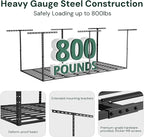 SunsGrove 4x8 Garage Storage Overhead Rack Organization, Adjustable Ceiling Mounted Storage Racks, 800LBS Weight Capacity, 22"-40" Ceiling Dropdown, 2 Pcs, Black