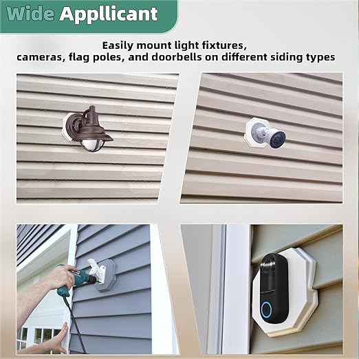 Siding Mounting Blocks, Qulity Siding Mounting Plate, 130110006001 Octagon Small Outdoor Light Mounting Block, for 1/2 inch Lap Double and 4 inch Height Siding, White 2 Packs