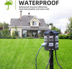 Outdoor Power Strip with 30 FT Extension Cord, 100FT Remote Control, Dusk to Dawn Light Timer Waterproof, 6 Grounded Outlets for Yard, Pool and Garden, ETL Listed