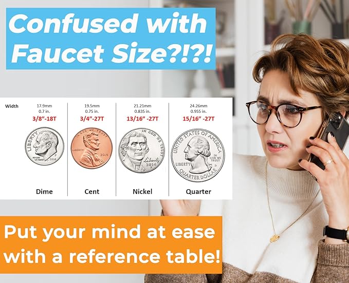 MJA5 Female 3/4" -27T to Male 55/64" -27T, Chrome Plated Solid Brass, Female to Male Adapter Fitting for Sink Tub Faucet, Water Filter System, Garden Hose Nozzle