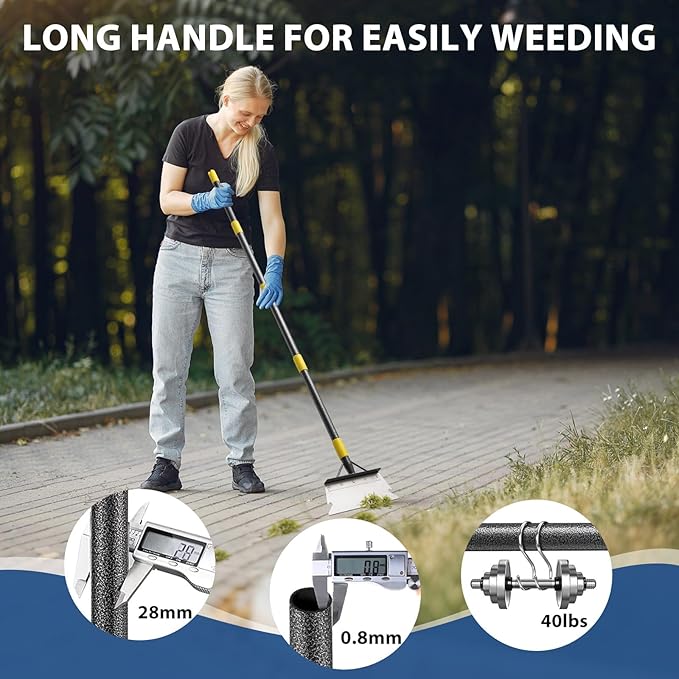 Multifunctional Flat Scraper, 88" Long Handle Manual Weeder, Heavy Duty Metal Floor Scraper Ice Chopper Snow Shovel Spade Garden Tool for Scraping, Ice Remove, Digging, Weeding, Lawn Edging