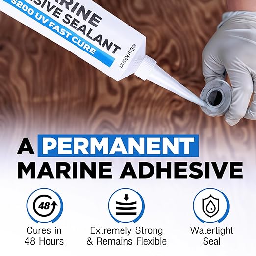 3 oz Marine Adhesive Sealant 5200 Fast Cure (White) - Permanent, Watertight Bonding and Sealing - UV Resistant, Above & Below Waterline - Compare to 05203 and 06520 FC M - by Berkland