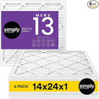 Simply 14x24x1 Air Filter, Merv 13, MPR 1500, 6 Pack, For Home AC Furnace & HVAC (Actual Size: 13.75"x23.75"x0.75") DUST, Pet, & Allergy Control